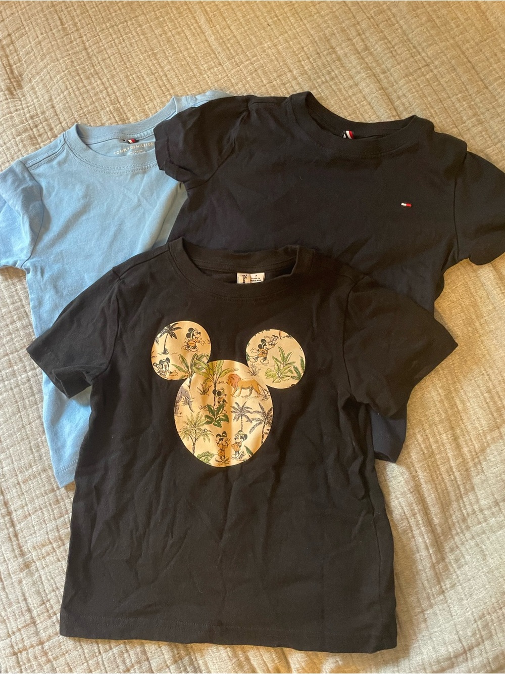 Janie and Jack Black Tee with Gold Floral Mickey Motif